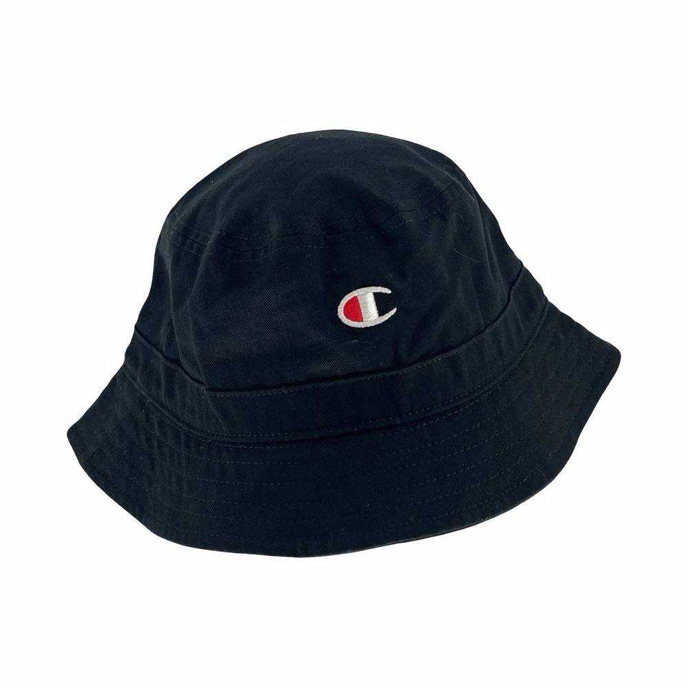 Champion Black Bucket Hat Embroidered C Logo OSFA Unisex Streetwear Y2K